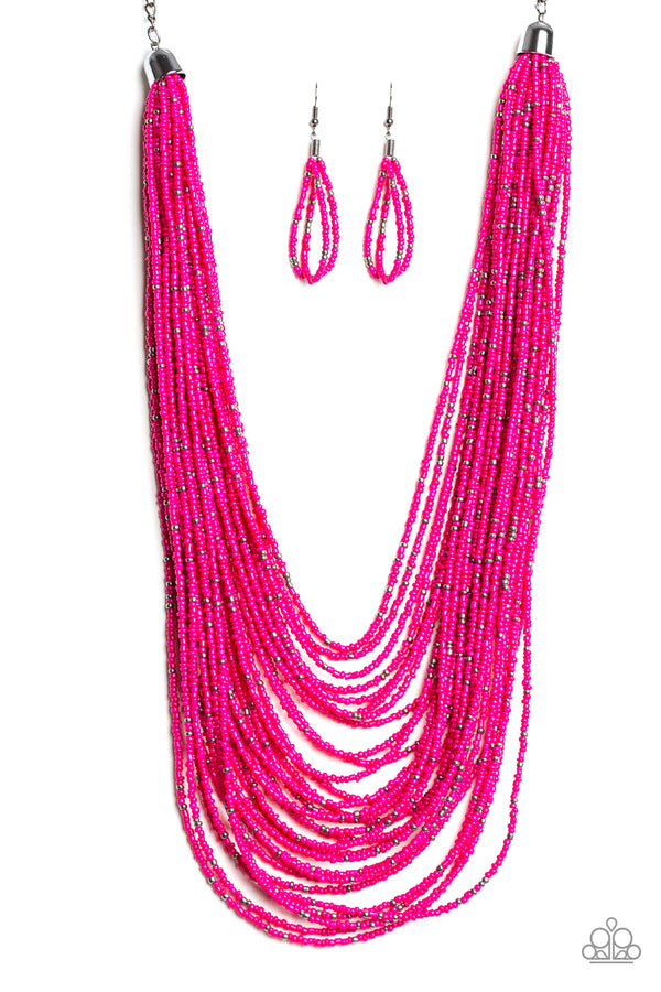 Rio Rainforest - Pink Seed Bead Necklace