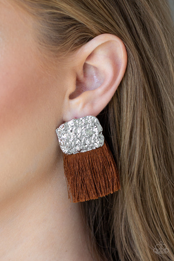 Plume Bloom - Brown Post Earrings