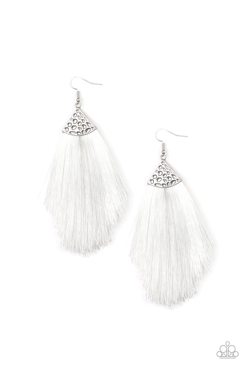 Tassel Tempo - White Earring