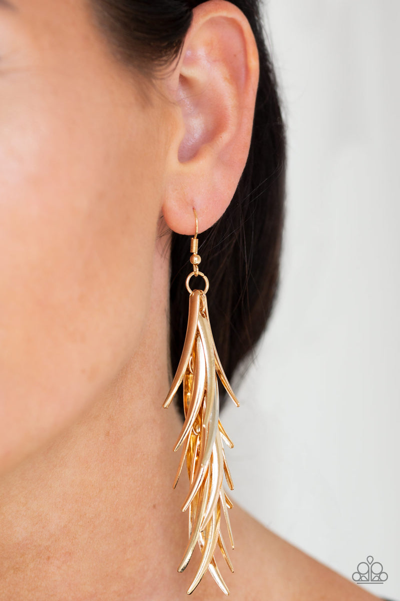 Tasseled Talons - Gold Earring