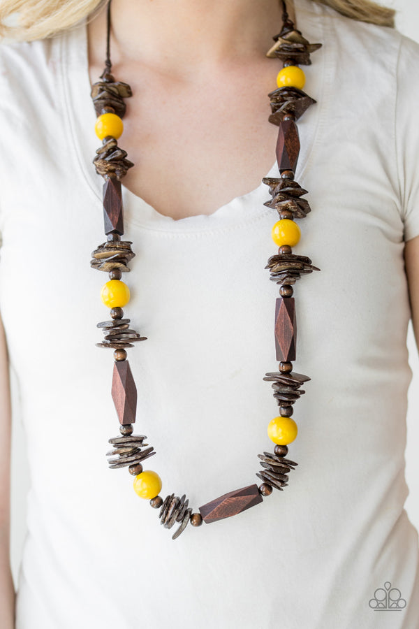 Cozumel Coast - Yellow Wooden Necklace