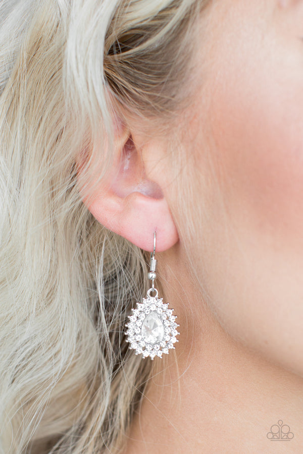 Star-Crossed Starlet - White Rhinestone Earring