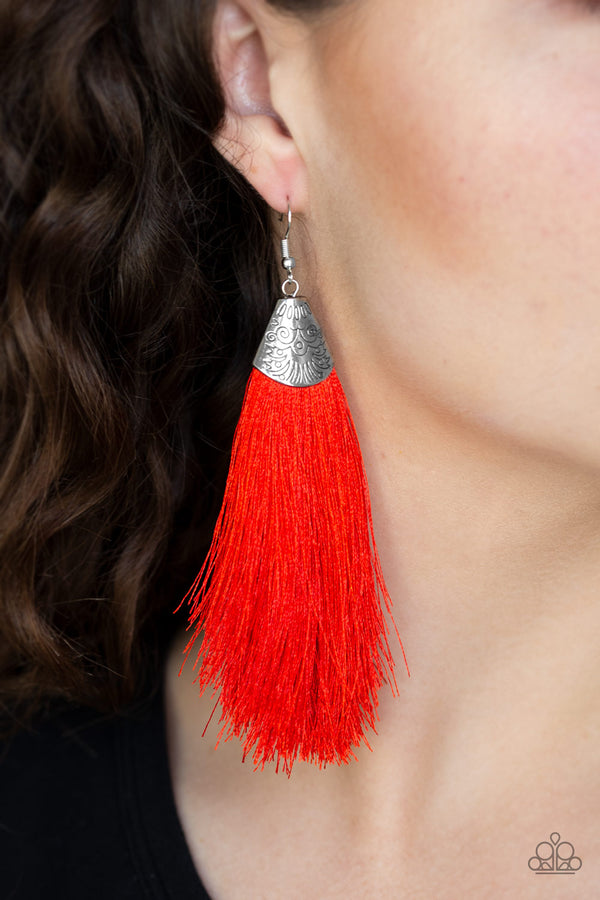 Tassel Temptress - Red Earring