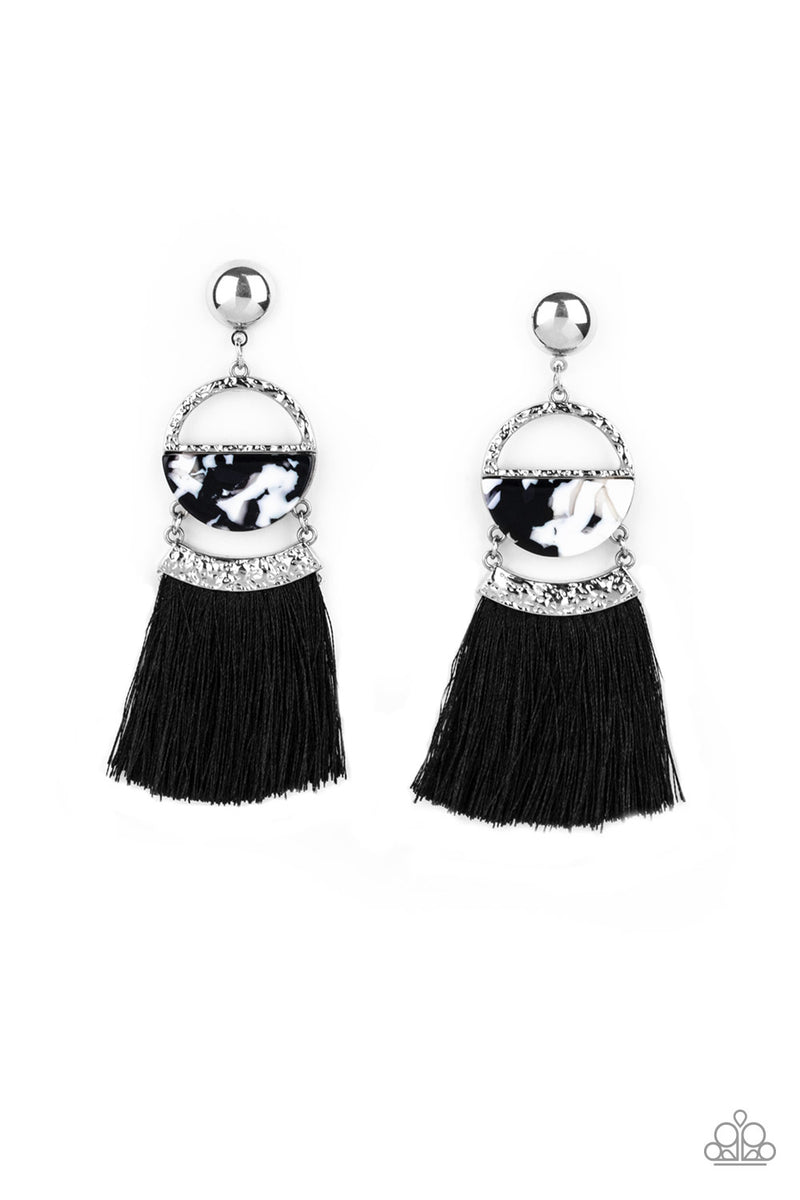 Tassel Trot - Black Earrings