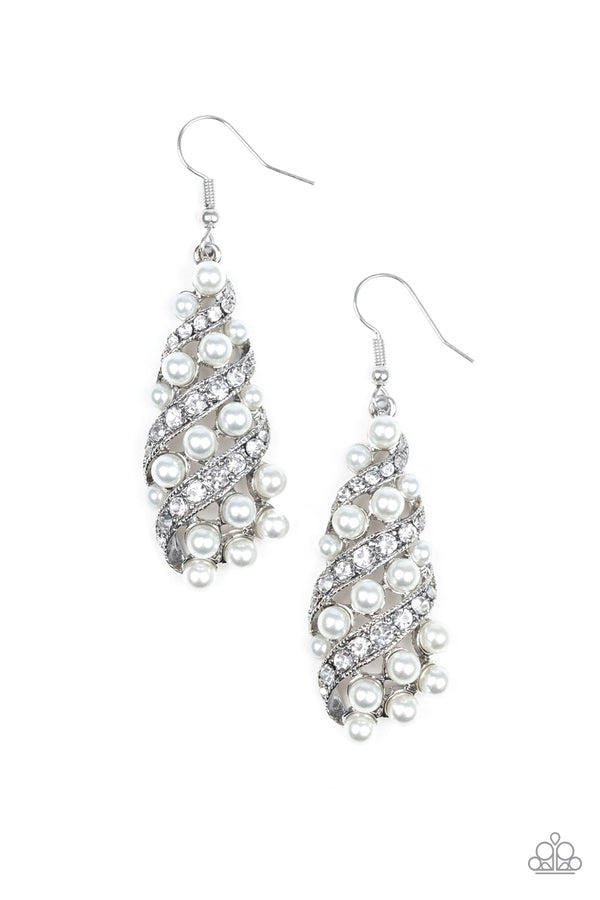 Ballroom Waltz - White Earrings