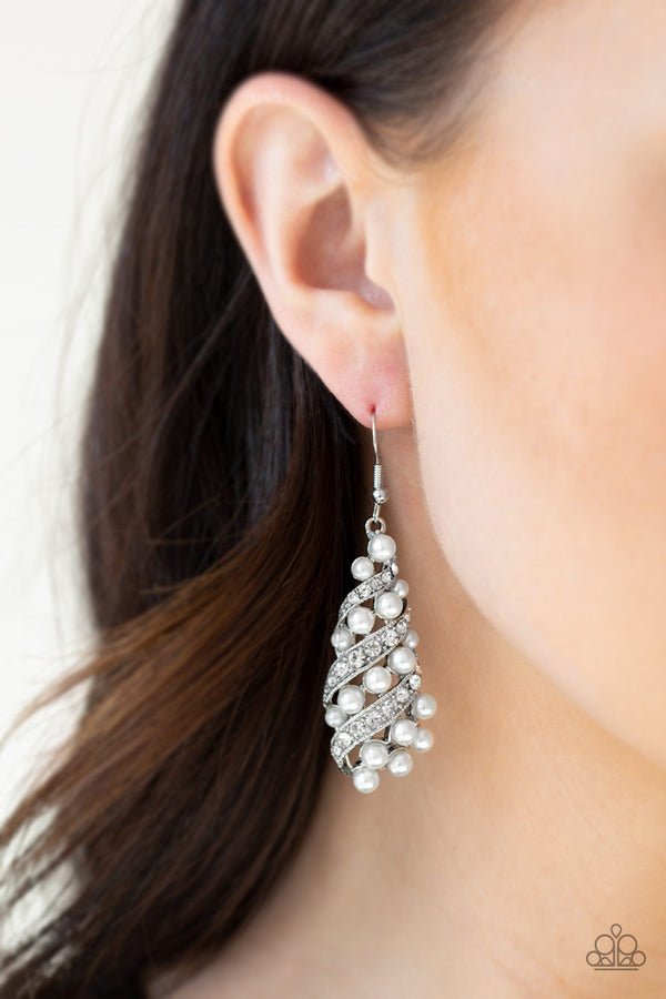 Ballroom Waltz - White Earrings