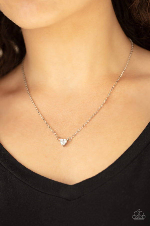 Heartbeat Bling - White Necklace