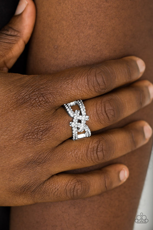 Can Only Go UPSCALE From Here - White Rhinestone Ring