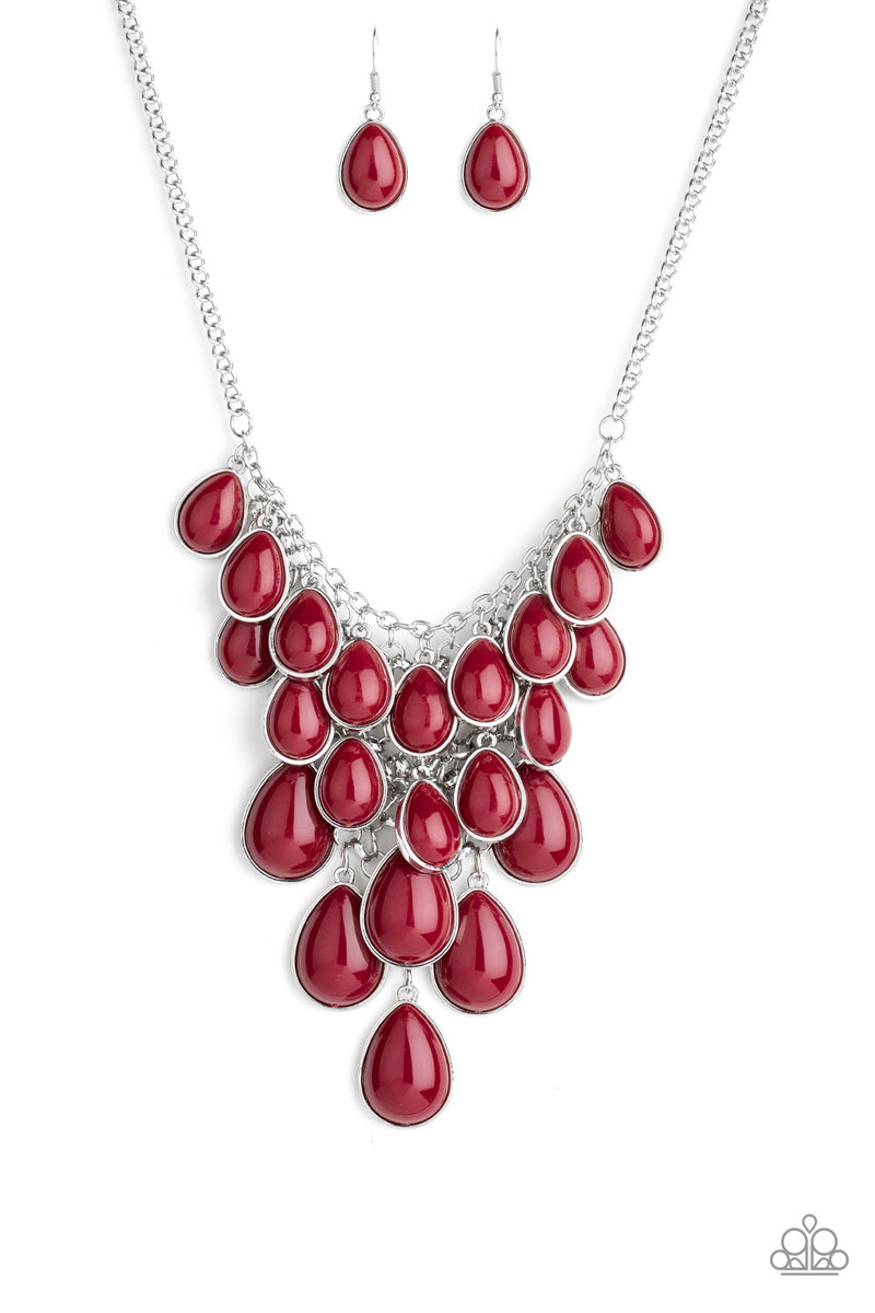 Shop 'Til You TEARDROP - Red Necklace