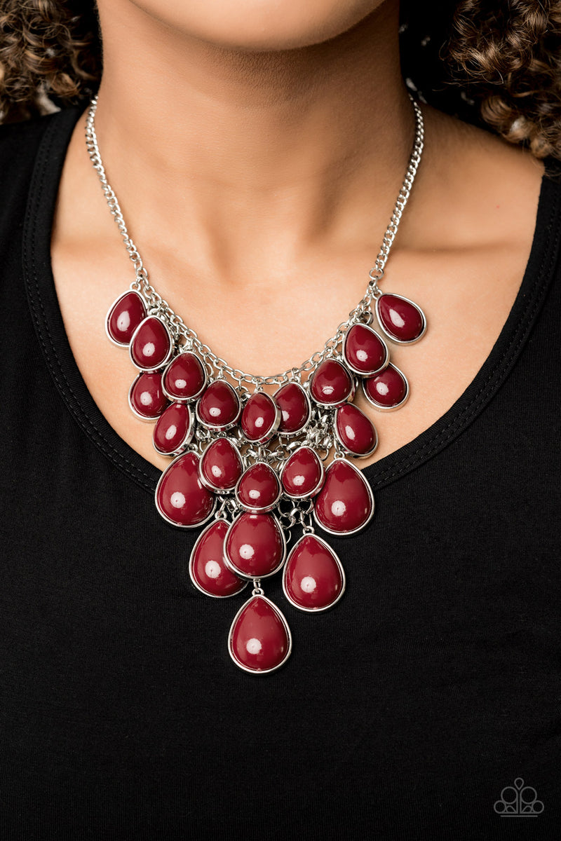 Shop 'Til You TEARDROP - Red Necklace