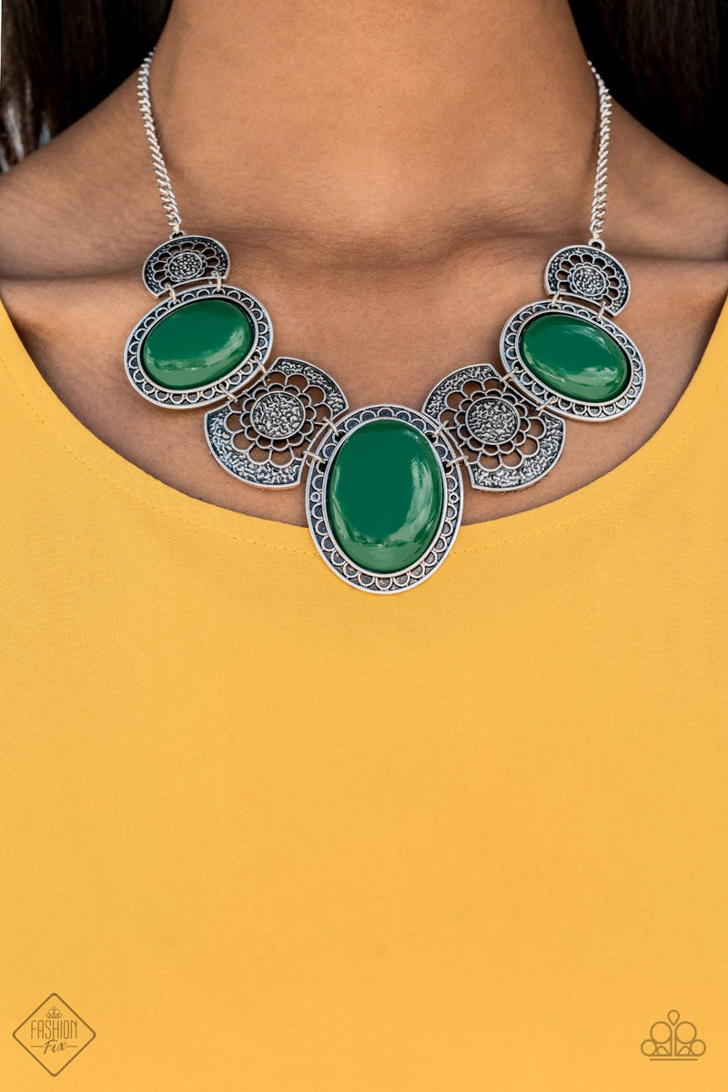 The Medallion-aire - Green Necklace